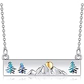 HBLICY Mountain Necklace Sterling Silver Nature Mountain Pendant Necklace Jewelry Gift for Women Hikers Campers Climbers and Nature Lovers