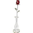 Crystal Red Rose with Bud Vase - I Love You - Sweetheart, Wife, Girlfriend - Birthday, Mother's Day, Christmas, Anniversary, Love Gift - 8" H