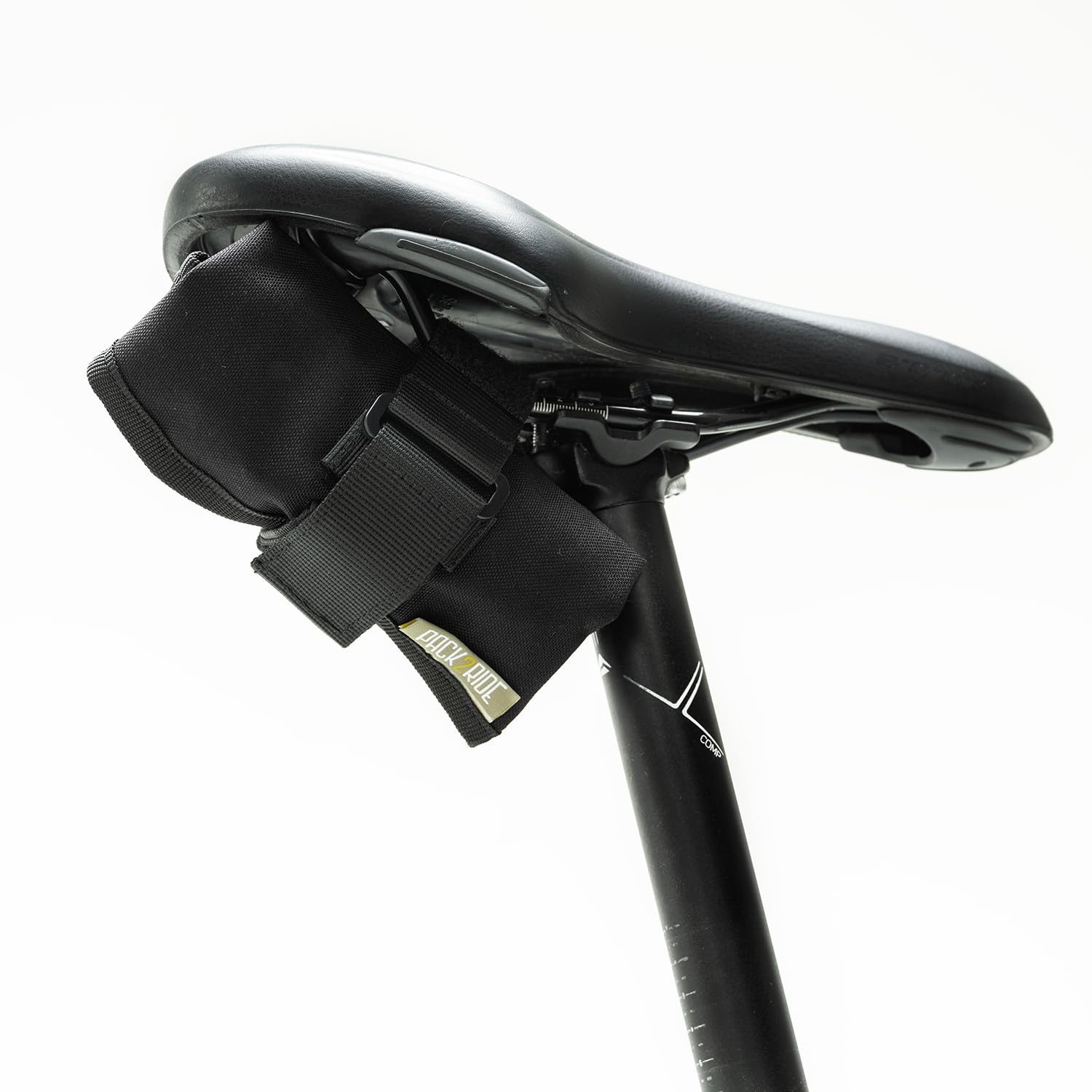 PACK2RIDE Blossom Bike Saddle Roll Bag - Water Resistant Bike Seat Tool Roll & Bicycle Tool Kit Holder - Saddle Bag for Road, Gravel & Mountain Bike, Durable Cordura, Under Seat Storage (Black)