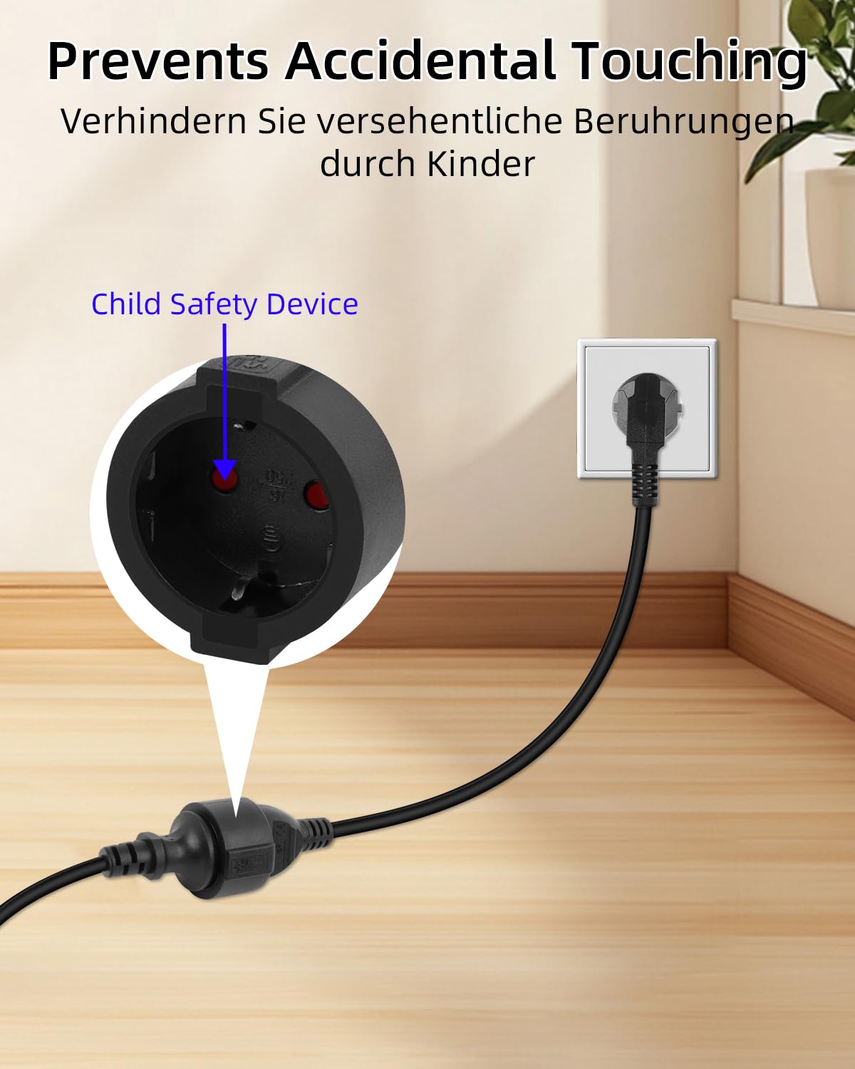 YANBORONSN 90 Grad Kurz Schuko Verlängerungskabel,3G1,5mm² mit Stecker auf Buchse Schutzkontakt Verlängerung Kabel Schwarz 4