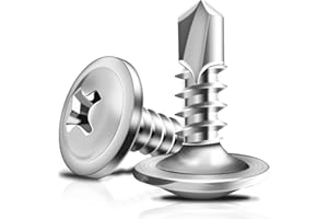 Marysino 100Pcs #10 x 1/2" Self Tapping Screws for Metal, 410 Stainless Steel, Sheet Metal Screws for Metal, Truss Head High-Strength Quick Tapping