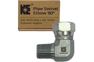 HE COSMOSTAR Cosmostar 3/8" NPTF Male x 3/8" NPSM Pipe Swivel Elbow 90-degree, Hydraulic Adapter