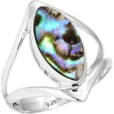 JEWELOPORIUM Natural Gemstone Ring For Women Garnet, Tiger Eye, Amber, Lapis Marquise Boho Genuine 925 Sterling Silver Handmade Jewelry
