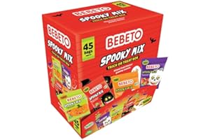 Bebeto Spooky Mix Trick or Treat Box - Individually Wrapped Fun Size Halloween Fruit Snacks - Variety Pack Assorted Candy Mix - Halloween Themed Gummy Candy by Kervan - Vegan - 45 Pouches (23.8 oz)