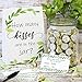 DISTINCTIVS Guess How Many Kisses in The Jar Game, Greenery Theme - 1 Sign and 30 Cards Set for Bridal Showers, Weddings, Gender Reveals, and Baby Showers
