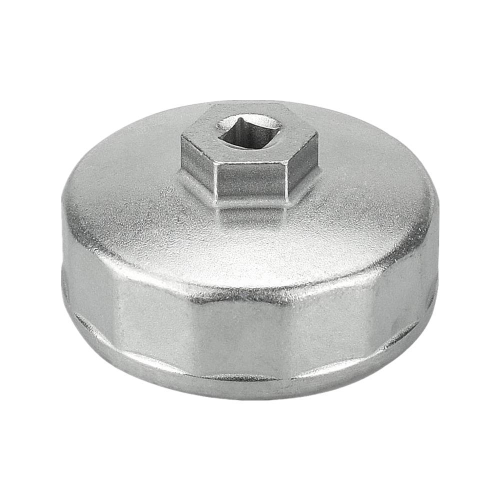 KBNIAN Oil Filter Wrench 74mm 14 Flute Aluminum Alloy Heavy Duty Oil Filter Cap Removal Tool Compatible with 3/8" Ratchet 27mm Socket for 2.3L 2.5L Car Engine Mercedes Benz Porsche BMW Volkswagen