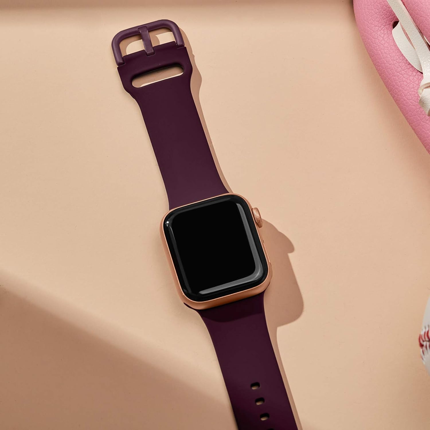 Adepoy Compatible with Apple Watch Bands 40mm 38mm, Soft Silicone Sport Wristbands Replacement Strap with Classic Clasp for iWatch Series SE 6 5 4 3 2 1 for Women Men, Wine 38/40mm