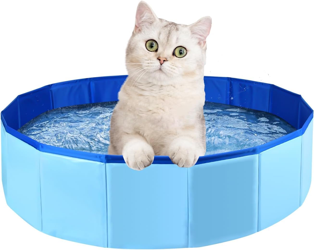 Foldable Dog Pool, 60x20 cm Dog Paddling Pool, PVC Foldable Pet Dog Paddling Pool, Blue Portable Swimming Pool for Pets Dog Swimming Pool for Indoor Outdoor