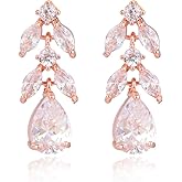 Cubic Zirconia Cluster Earrings Wedding - Sterling Silver Small Teardrop Marquise CZ Crystal Bridal Dangle Drop Earrings for Wedding Party Prom Girls Costume Jewelry