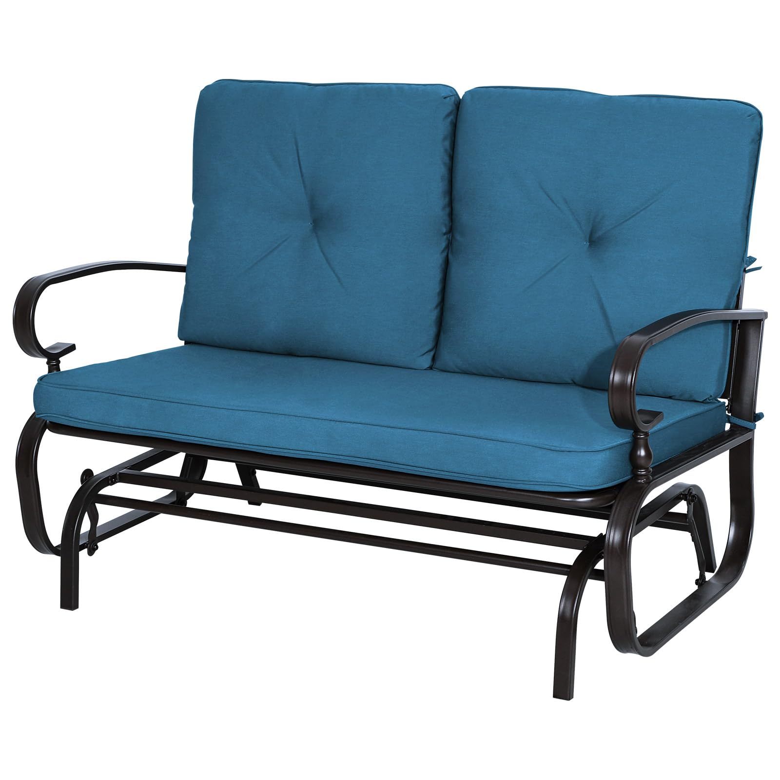 Photo 1 of **It is missing parts and it is not known if it works 100% and it is used.****Incbruce Outdoor Swing Glider Rocking Chair Patio Bench for 2 Person, Garden Loveseat Seating Patio Steel Frame Chair Set with Cushion, Peacock Blue