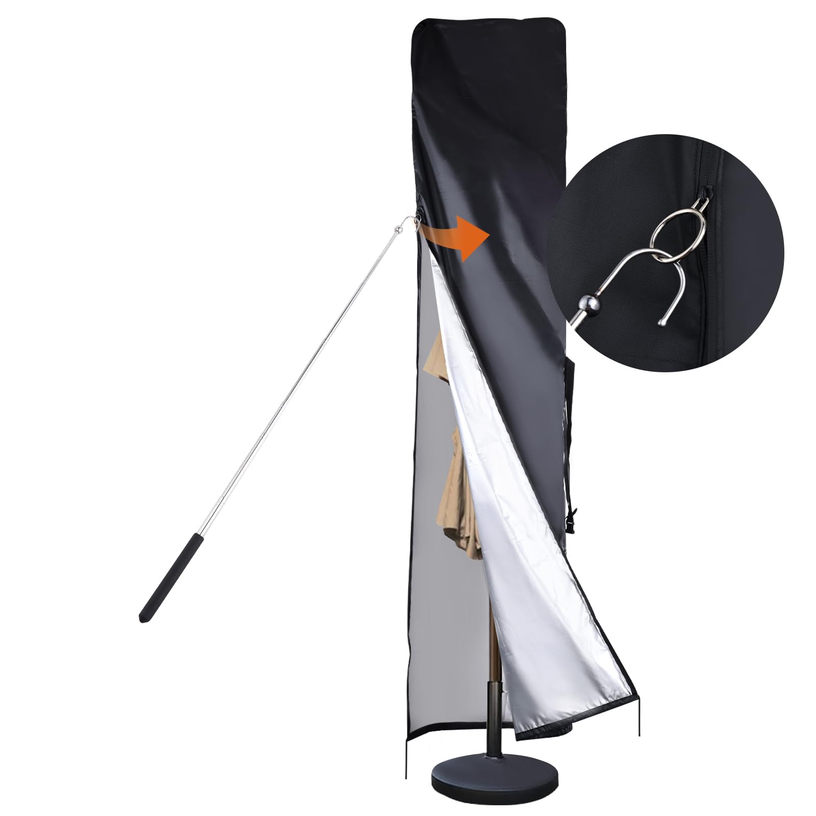 Parasol Umbrella Cover Waterproof for 210 cm/330 cm Cantilever/Offset Market Umbrella,Outdoor Protective Cover for 450 cm Double Parasol,420D Zipper,Top Vent(230 x 52 x 62 cm)