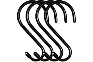 Moovul 4pcs S Hooks,Large Vinyl Coated 6 Inch Non Slip Heavy Duty S Hook for Hanging, Steel Metal Rubber Coated Closet Hook B