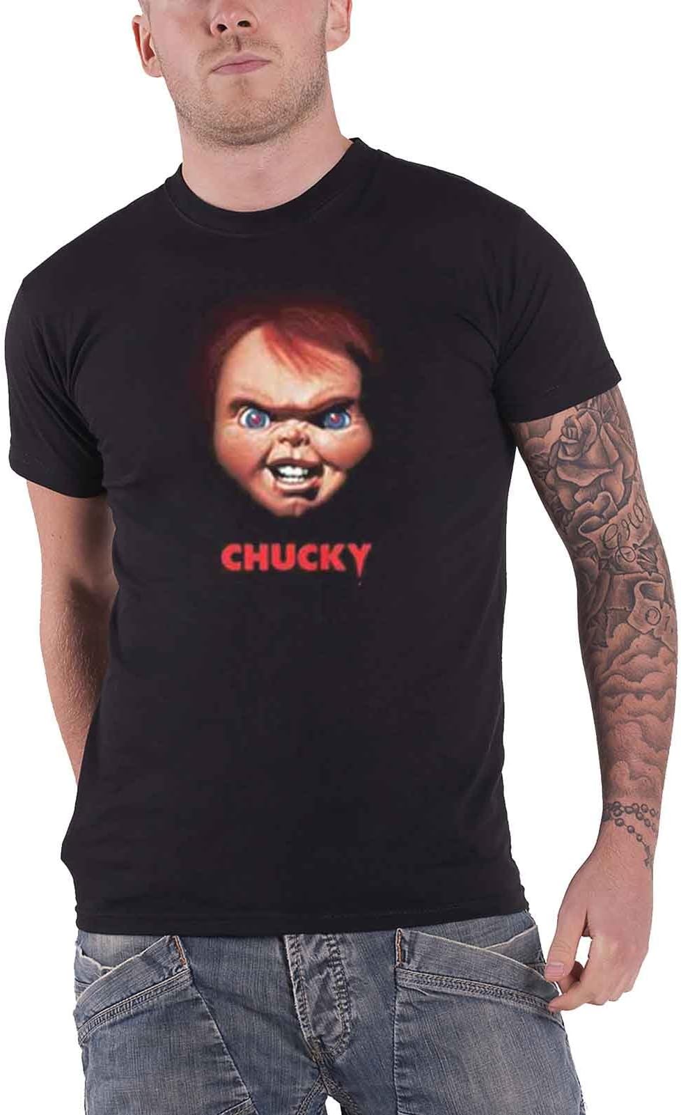 Childs Play T Shirt Chucky Face Movie Logo Official Mens Black