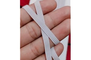 Noshad® White, 6mm - 1/4" Flat Elastic Band Cord for Sewing, Dressmaking, Haberdashery and Clothing DIY Arts and Crafts Accessory, Material, Supplies (10Meter - 11Yard)