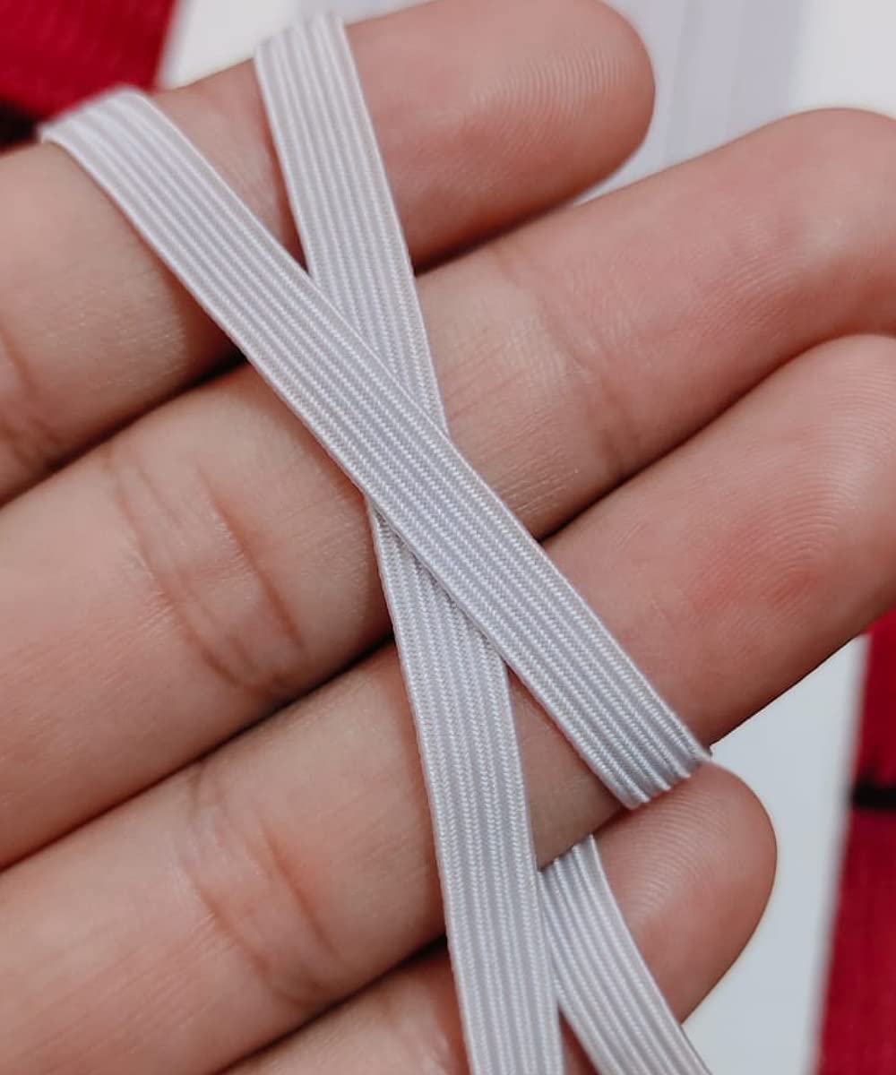 Noshad® White, 6mm - 1/4" Flat Elastic Band Cord for Sewing, Dressmaking, Haberdashery and Clothing DIY Arts and Crafts Accessory, Material, Supplies (20Meter - 22Yard)