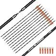 Hunter Ian Archery Carbon Arrow Hunting Arrows 26 28 30 Inch with 100 Grian Removable Tips for Compound Bow & Recurve Bow Practice Shooting