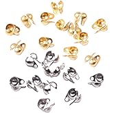 GSHLLO 200 PCS Open Bead Tips Knot Covers Clamshell End Cap Crimps Beads Ball Chain Connector Clasp for Jewelry Craft Making 1.5mm