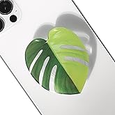 OnTheGrip Cute Acrylic Tropical Leaf Design Collapsible Expandible Mobile Phone Grip Stand Holder for Smartphone Tablet Cell Phone Accessory (Aurea Monstera)
