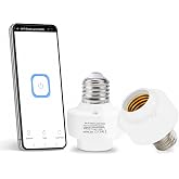 QIACHIP Smart WiFi Bulb Socket E26 E27 Light Bulb Adapter | 2.4G WiFi Only,Smart Light Socket Lamp‑holder,eWeLink APP Remote Timer Group Control,Alexa Google Voice,Screw‑in Install