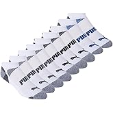 Puma Extended Size Men's No Show Socks, 10 Pairs, White, Fits Shoe Sizes 12-16