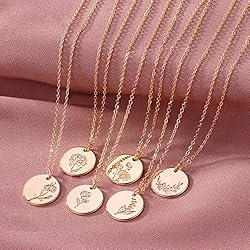 MEVECCO Birth Month Flower Necklace - 18k Gold