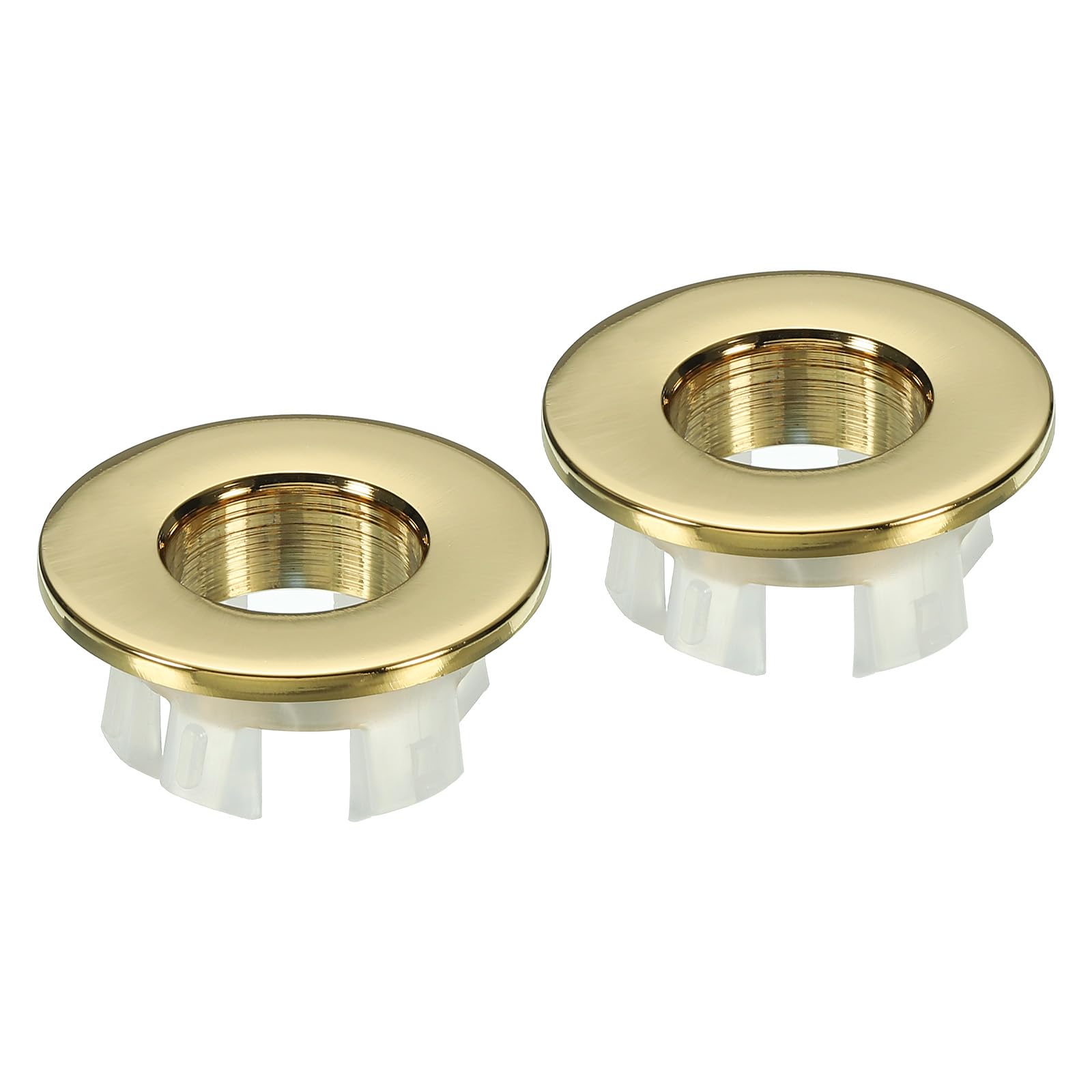 PATIKIL Overflow Ring, 2Pcs Sink Round Cover Basin Trim Brass Insert in Hole Round Caps for Kitchen Bathroom, Gold