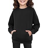 Girls Crewneck Sweatshirts Kids Cute Hoodless Oversized Fleece Pullover Drop Shoulder Tops