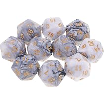 Lot de 10 dés polyédriques D20 à 20 faces pour jeux de rôle et jeux de table, violet et rouge