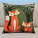 Leaveland Lovely Animal Fox Throw Pillow Case Decor Cushion Covers Square 18x18 Inch Beige Cotton Blend Linen Pillowcase