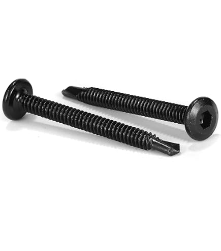 Small Parts 0824KWB Steel Self-Drilling Screw, Black Oxide Finish, Hex Washer Head, Hex Drive, #2 Drill Point, #8-18 Thread Size, 1-1/2\" Length ( Pack Of 100