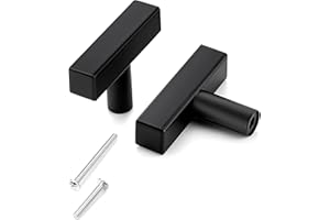 LGSFTBFS 6 Pack Black Square Cabinet Knobs, Stainless Steel Kitchen Cabinet Hardware Pulls Knobs for Dresser Drawer Cupboard 