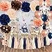 Navy Rose Gold Birthday Decorations for Women/Gender Reveal Party Decorations/Navy Peach Bridal Shower Decorations Champagne Gold Wedding/Navy Rose Gold Confetti Balloons Bachelorette Party Decor