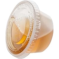 TashiBox 200 Sets - 2 Ounce Disposable Plastic Jello Shot Cups with Lids, Souffle Portion Container…