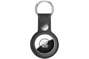 NeBuRing Leather Case, Key Ring Holder Cover with Keychain Compatible for New Apple Air Tags-Black