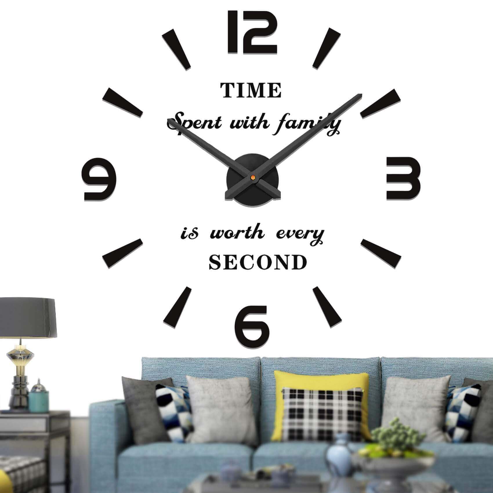 VANGOLD Modern Mute DIY Frameless Large Wall Clock 3D Mirror Sticker Metal Big Watches Home Office Decorations