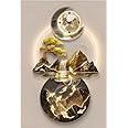 ycnbnwe Modern 3D Wall Art Sculpture with LED Light, Plug-in Clock Home Decor, UV Engraved Wall Hanging for Bedroom, Living Room, Apartment(E,19.7"x39.4")