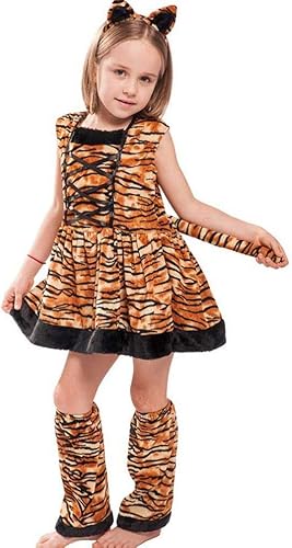 Amazon Tomaibaby 子供虎衣装ドレスカチューシャ女の子パフォーマンス服キッズコスプレパーティーハロウィンアクセサリー1セットブラウン サイズs 3 4歳 バッグ スーツケース