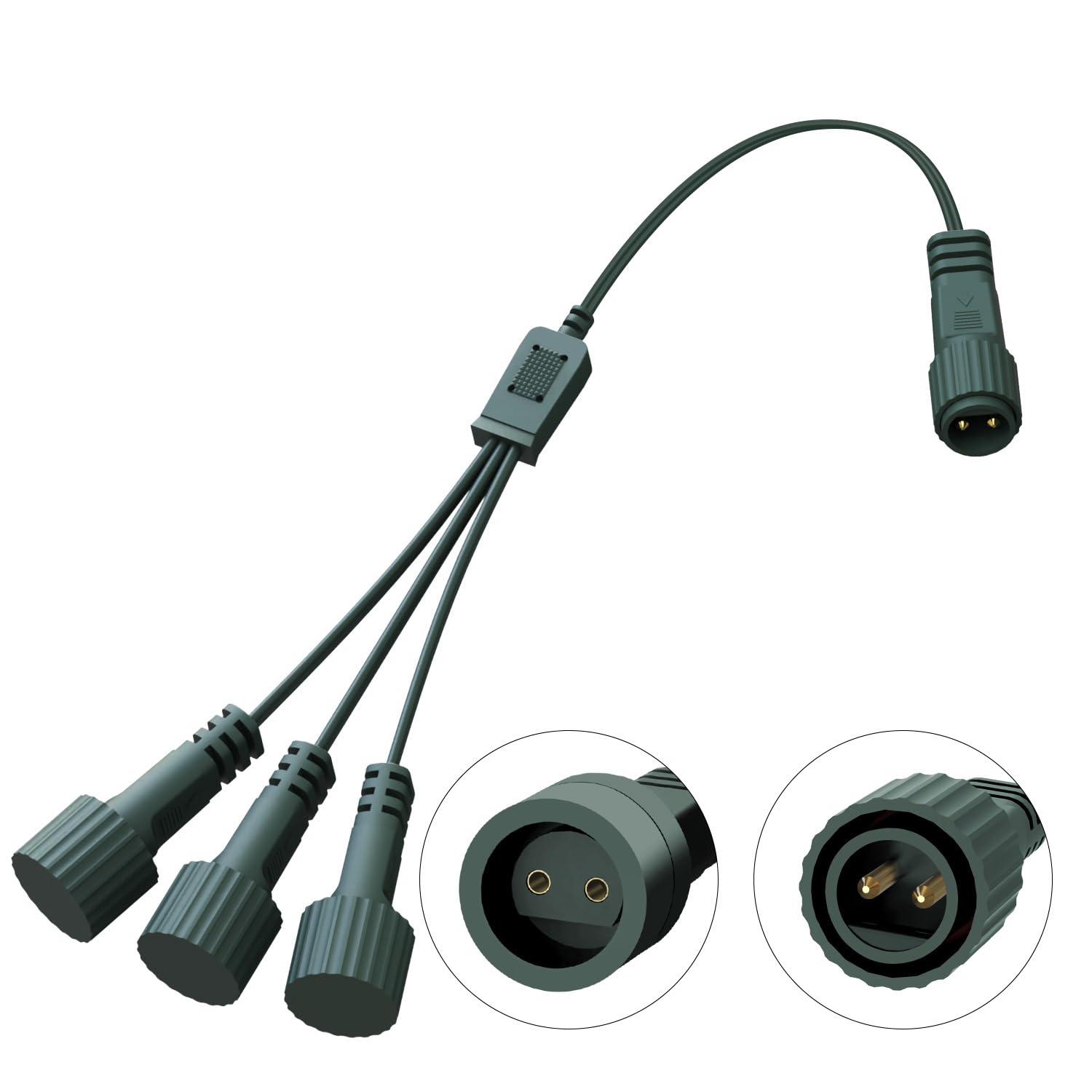 Dalugo Splitter Connector for Christmas Lights, IP65 Waterproof Two Pin Extension Cable Connectors for Icicle, Net, Curtain, G40 Globe Lights