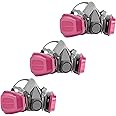 Wfoai 3 Packs Half Respirator Mask: Reusable Mask with 60921 Filters for Dust Woodworking Organic Vapor Spray Paint Chemical Epoxy Resin