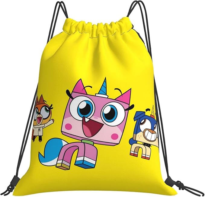 Unikitty Drawstring Gym Bags Sports Travel Bag Water Repellency Light