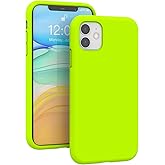 K TOMOTO Compatible with iPhone 11 Case (6.1"), [Drop Protection] [Anti-Scratch] Shockproof Liquid Silicone Anti-Fingerprint Cover with Microfiber Lining Phone Case, Fluorescent Green