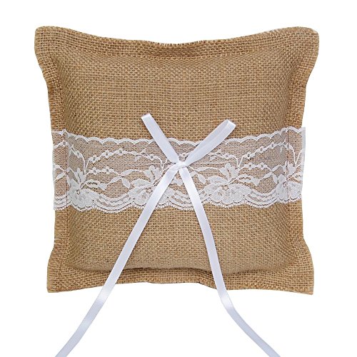 ARKSU 5pcs Wedding Sets Flower Girl Basket + Ring Bearer Pillow + Guest Book Pen + Pen Set Holder + Bride Garter Rustic Bridal Wedding Shower Ceremony Anniversary