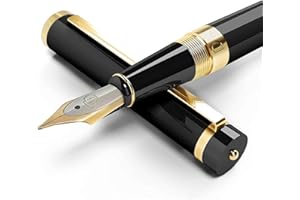Dryden Designs Fountain Pen Medium Nib Luxury Box | Include 6 Ink Cartridges and Ink Refill Converter - Intense Black