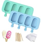 Popsicles Molds, Ozera 2 Pack Homemade Cake Pop Molds Cakesicle Maker Set | Reusable Silicone Ice Pop Cream Maker Cakesicle Molds with 50 Wooden Sticks &amp; 50 Bags