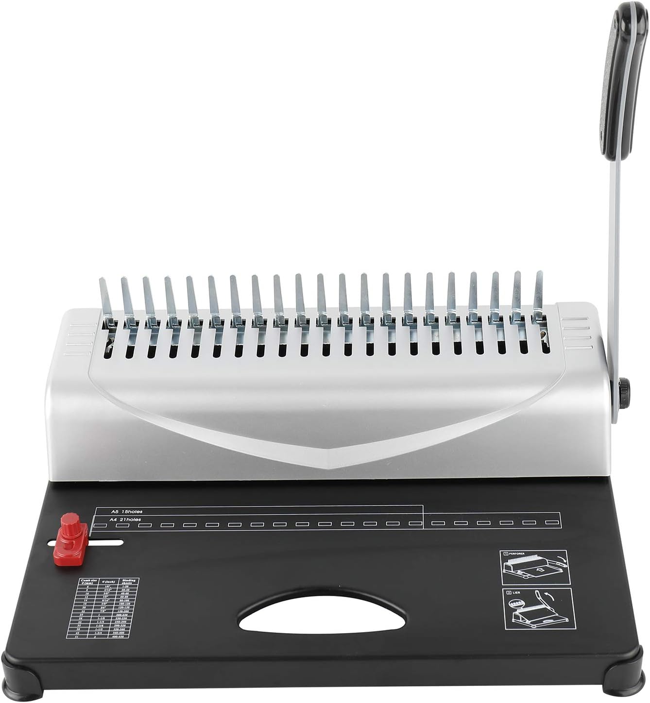 Heavy Duty 450 Pages 21 Rectangle Hole Paper Comb Binding Machine Manual Paper Punch Binder with Handle : Office Products