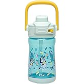 Zak Designs Bluey Beacon Kids Water Bottle for Travel or At Home, 12oz Plastic is Durable and Leak-Proof with Liquid Lock Spout, Cover, Carry Handle, Protective Base (Bluey)