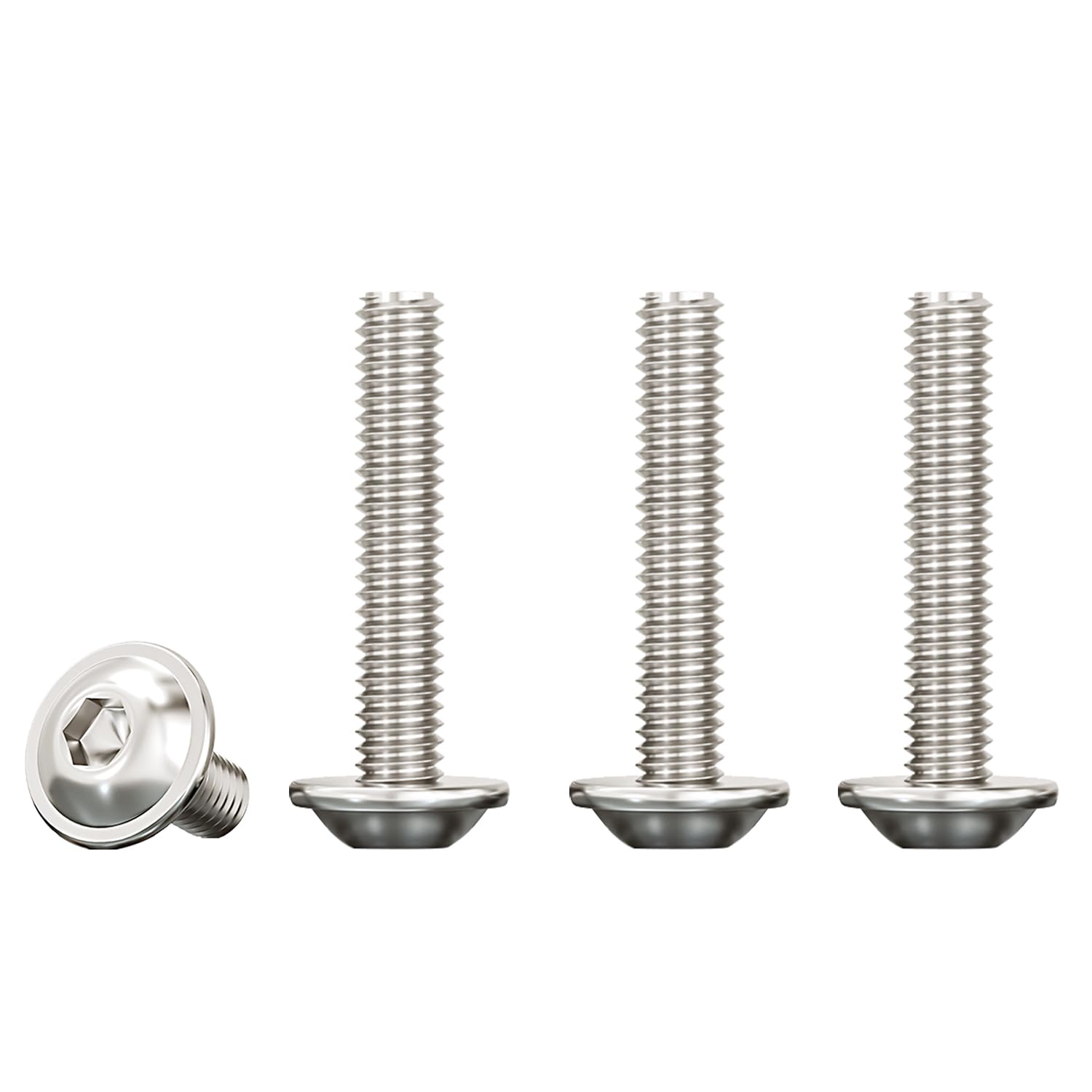 Drenky M5 Button Head Bolts, M5 X 30mm Flange Bolt 304 Stainless Steel Hexagon Pan Head Screws Fully Thread Machine Screws, Rustproof (Pack of 20) — image 1