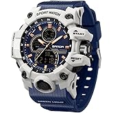 FANMIS Men's Solar Powered Casual Quartz Wrist Watch Analog Digital Multifunctional Black Sports Watch