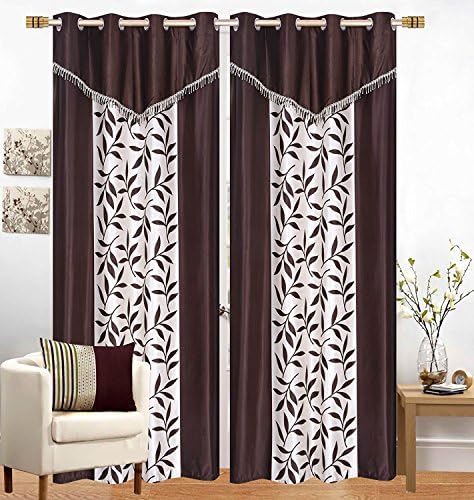 Brand Roots Eyelet Modern Polyester Door Curtains 7 feet, Pack of 2, Brown (Brown, Door 7 Feet)
