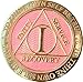 RecoveryChip 1 Year AA Medallion Reflex Pink Gold Plated Alcoholics Anonymous Chip